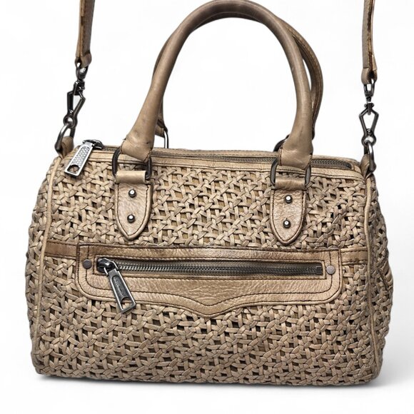 Rebecca Minkoff Distressed Woven Leather Satchel Women's Purse Shoulder Strap - Picture 5 of 12